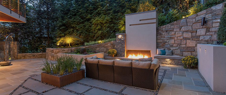 custom built outdoor fireplaces and entertainment areas in McLean, VA