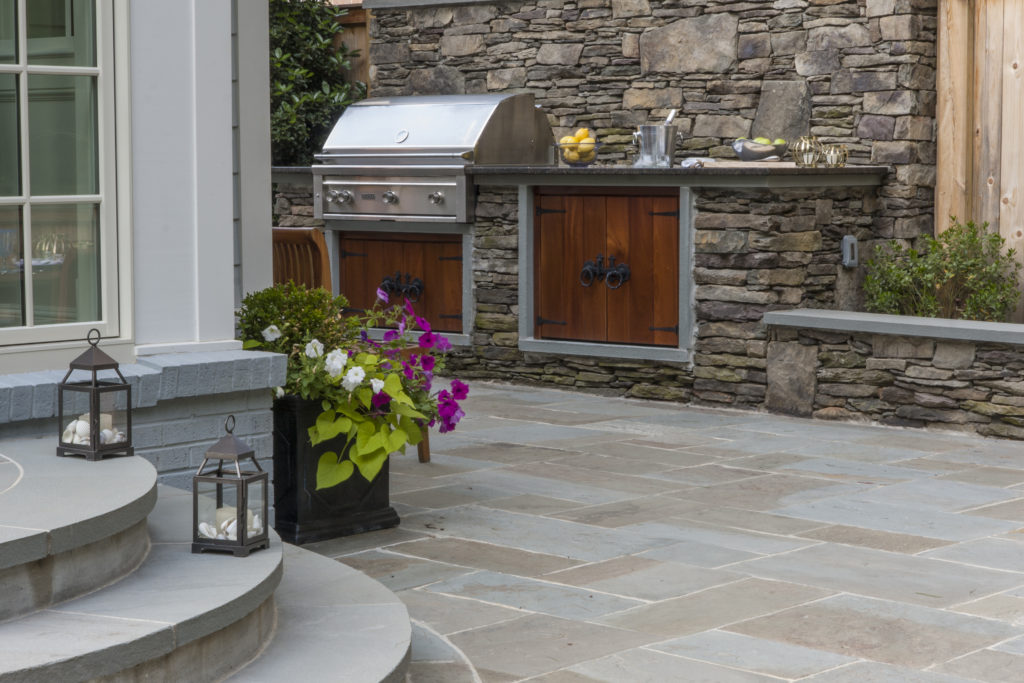 Custom-built outdoor kitchen with grill in McLean, VA