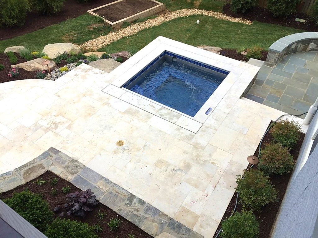 Luxury hot tub & pool patio area in McLean, VA