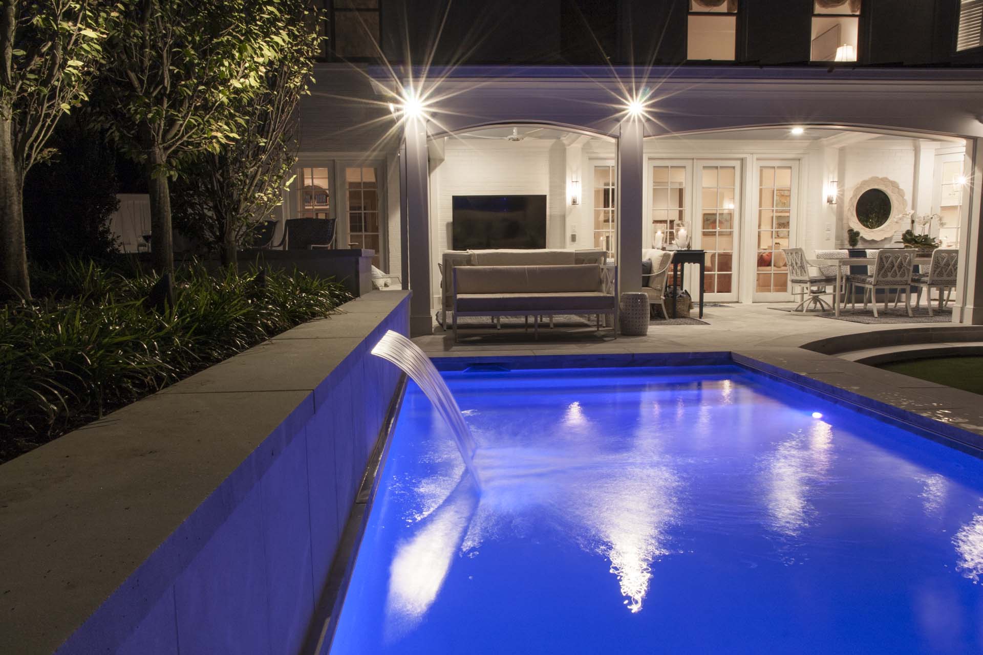 Pool in Backyard with Outdoor Furniture