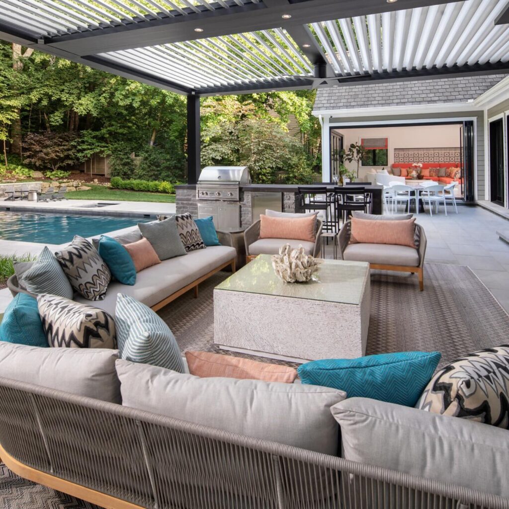 Patio installation with large couch